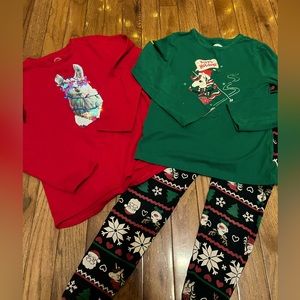 3 piece Christmas set - Girls 6/6X - Wonder Nation leggings & 2 Christmas tops